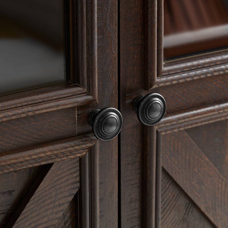 Farmhouse Buffet Cabinet with Adjustable Shelf & Metal Handles for Dining Room Storage