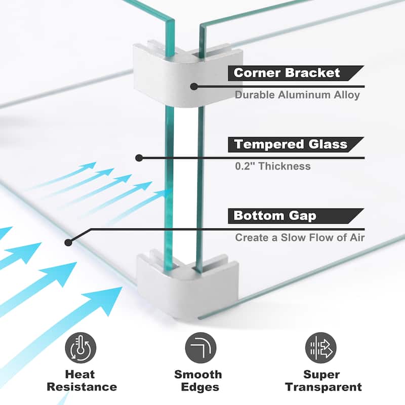 43'' Outdoor Propane Gas Fire Pit Table with Marble Texture Glass Tabletop, Ivory White
