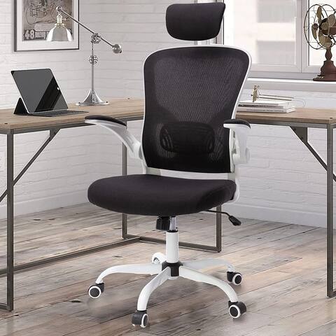 Mesh High Back Computer Chair Height Adjustable Swivel Office Desk Chairs with Wheels, Adjustable Armrest Backrest Headrest