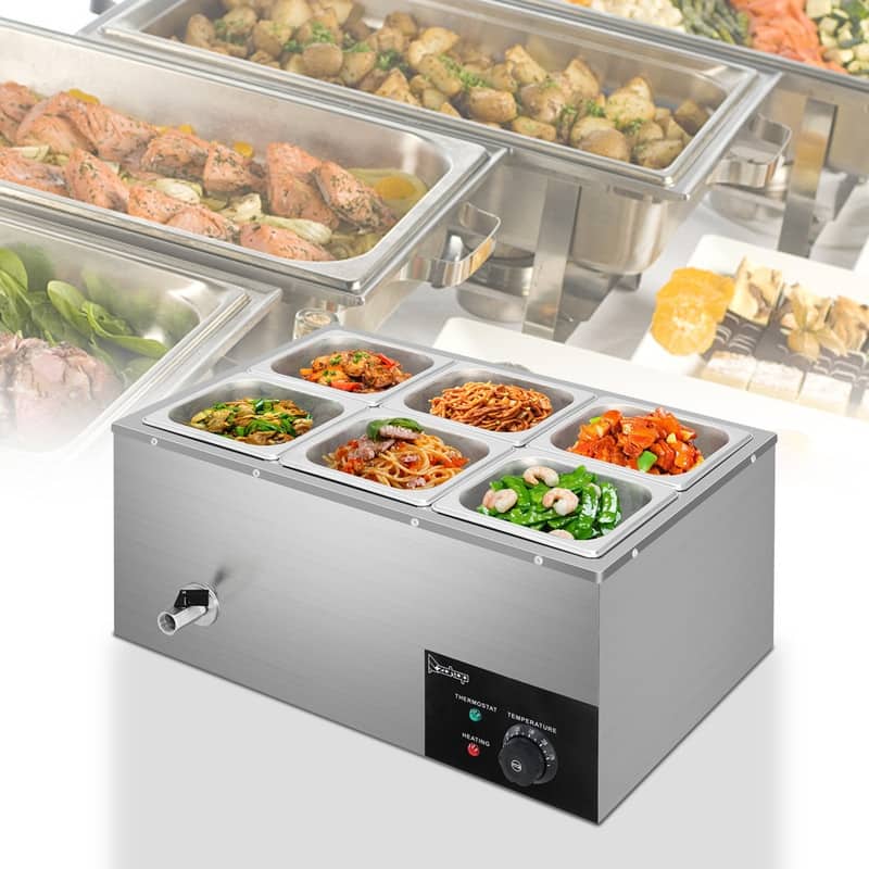 ZOKOP 1200W 19Qt Stainless Steel Small Six Plates Heating Food Warmer