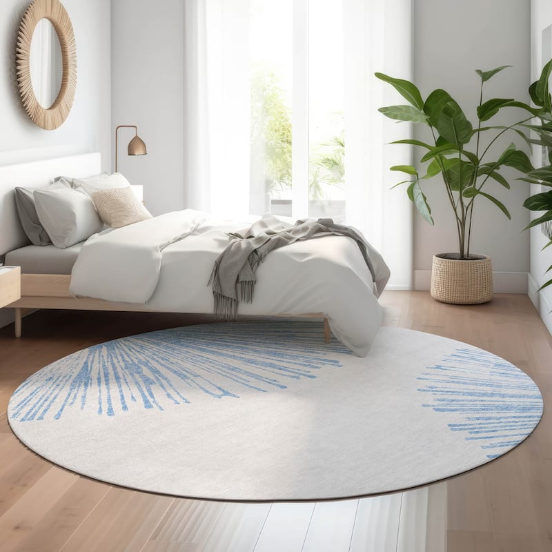 Premium Washable Super Soft Abstract Blast Mayfield Rug - Denim - 8' x 8' - Round