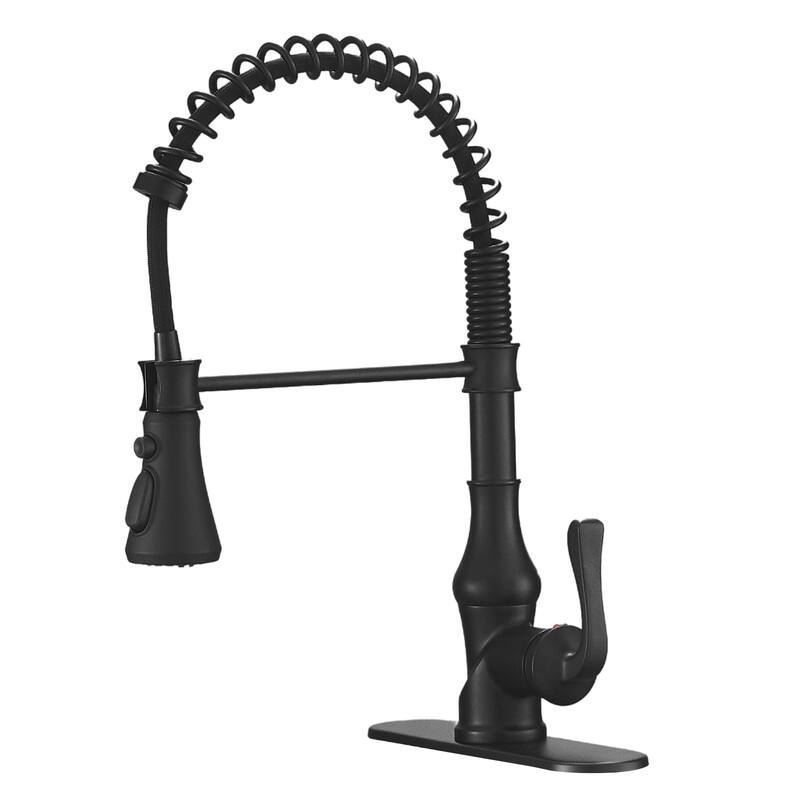 WIZ Single-Handle Pull-Down Sprayer 3 Spray High Arc Kitchen Faucet - Black