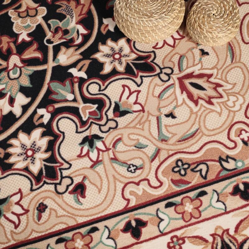 Superior Chatou Floral Medallion Washable Indoor Runner or Area Rug