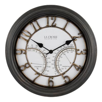 La Crosse 404-4450 19.7" IN/OUT Silent Sweeping Courtyard Quartz Clock
