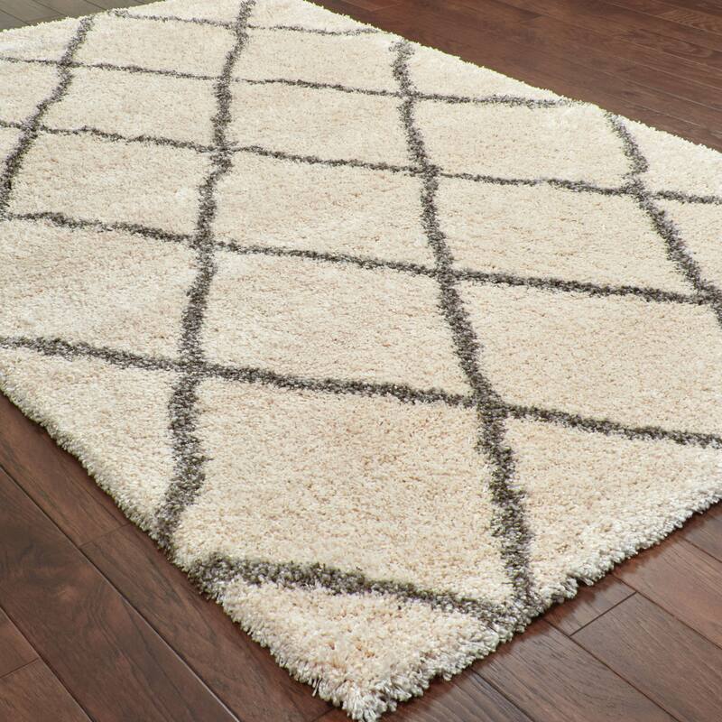 Style Haven Suncrest Charcoal Lattice Shag Area Rug