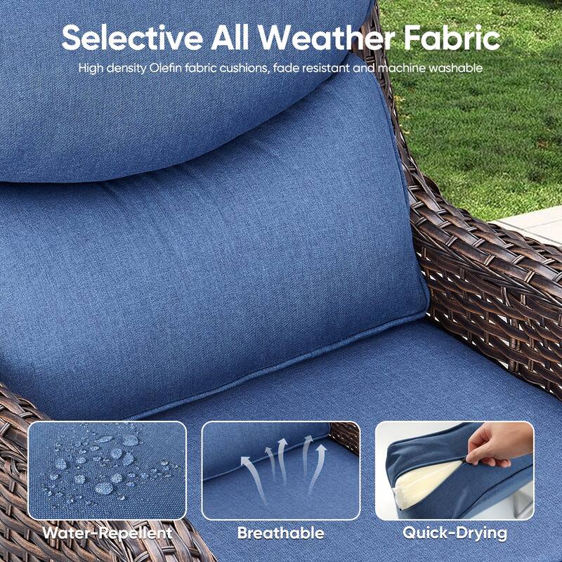 Pocassy Outdoor Swivel Glider Chairs with 4Inch 5Inch 6Inch Cushion