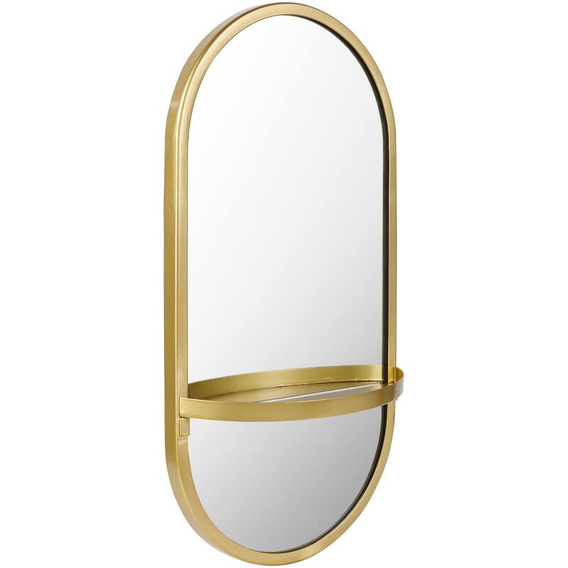 Pinehurst Oval Metal Frame with Shelf Wall Mirror - 24"H x 12"W