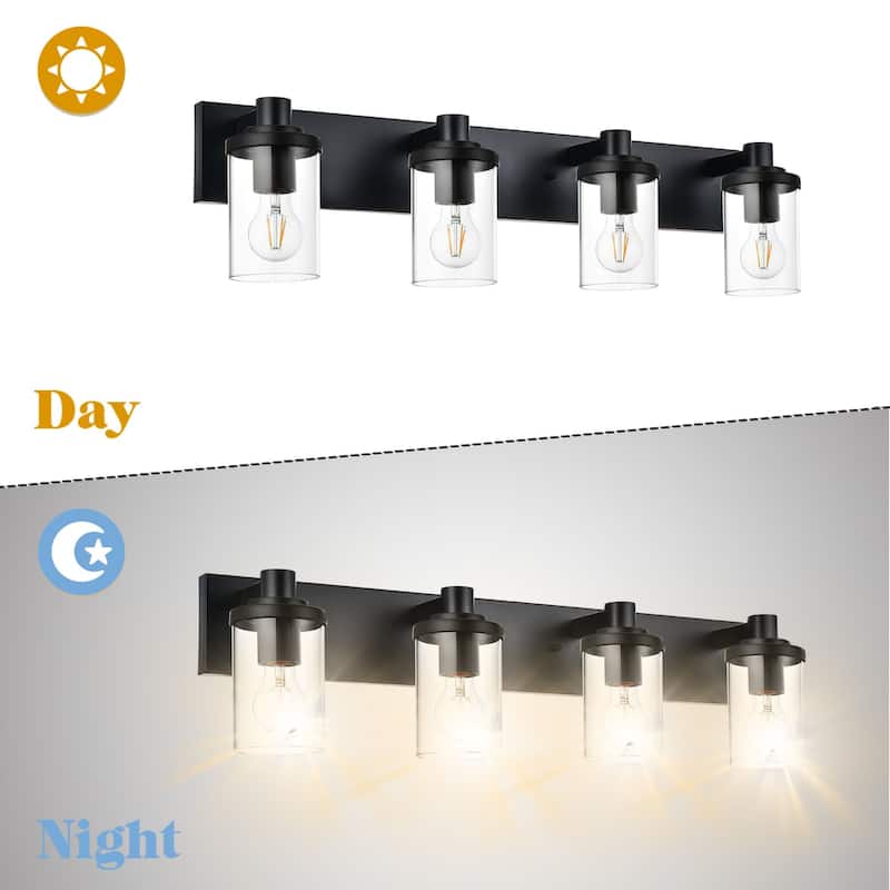 4-Light Vintage Bathroom Vanity Light with Clear Glass Shades