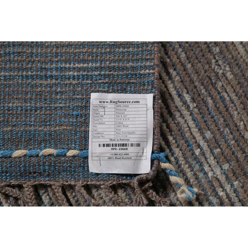 Abstract Moroccan Modern Area Rug Handmade Wool Carpet - 8'9"x 13'0"