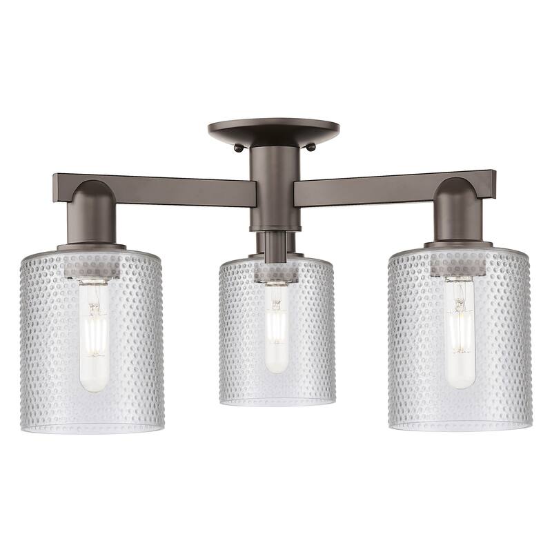 Innovations Lighting Endless Possibilities Arcadia - Cobbleskill - 3 Light 23" Semi-Flush Mount - Clear/Oil Rubbed Bronze