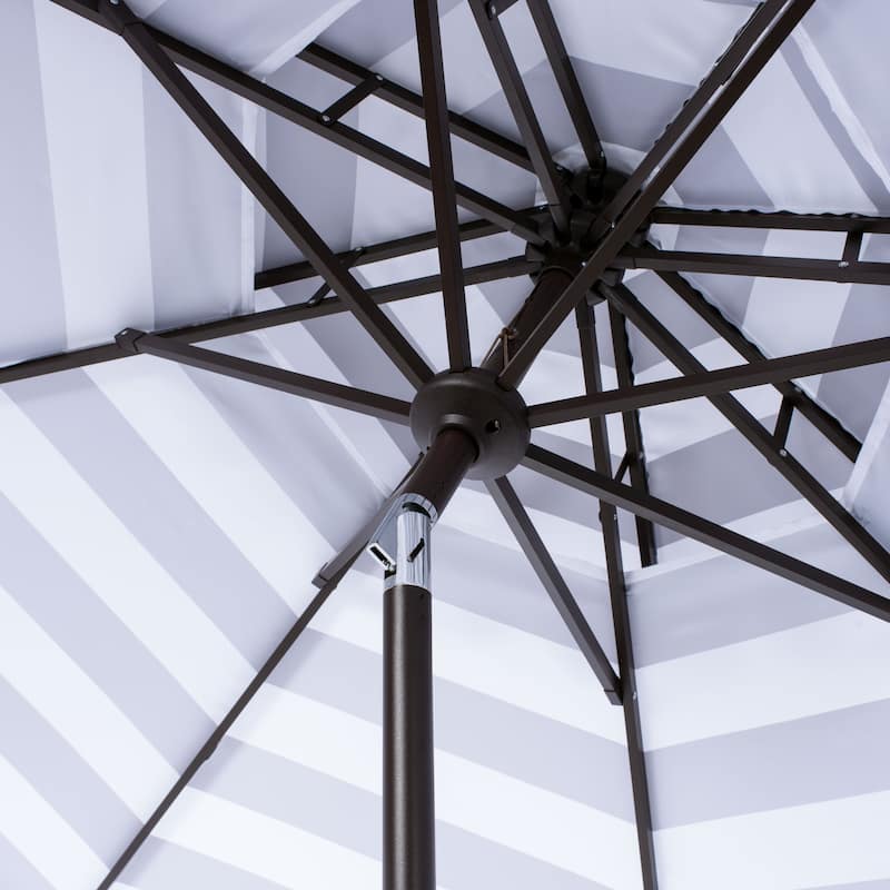 SAFAVIEH Outdoor Blagovesta 9Ft Round Double Top Crank Umbrella