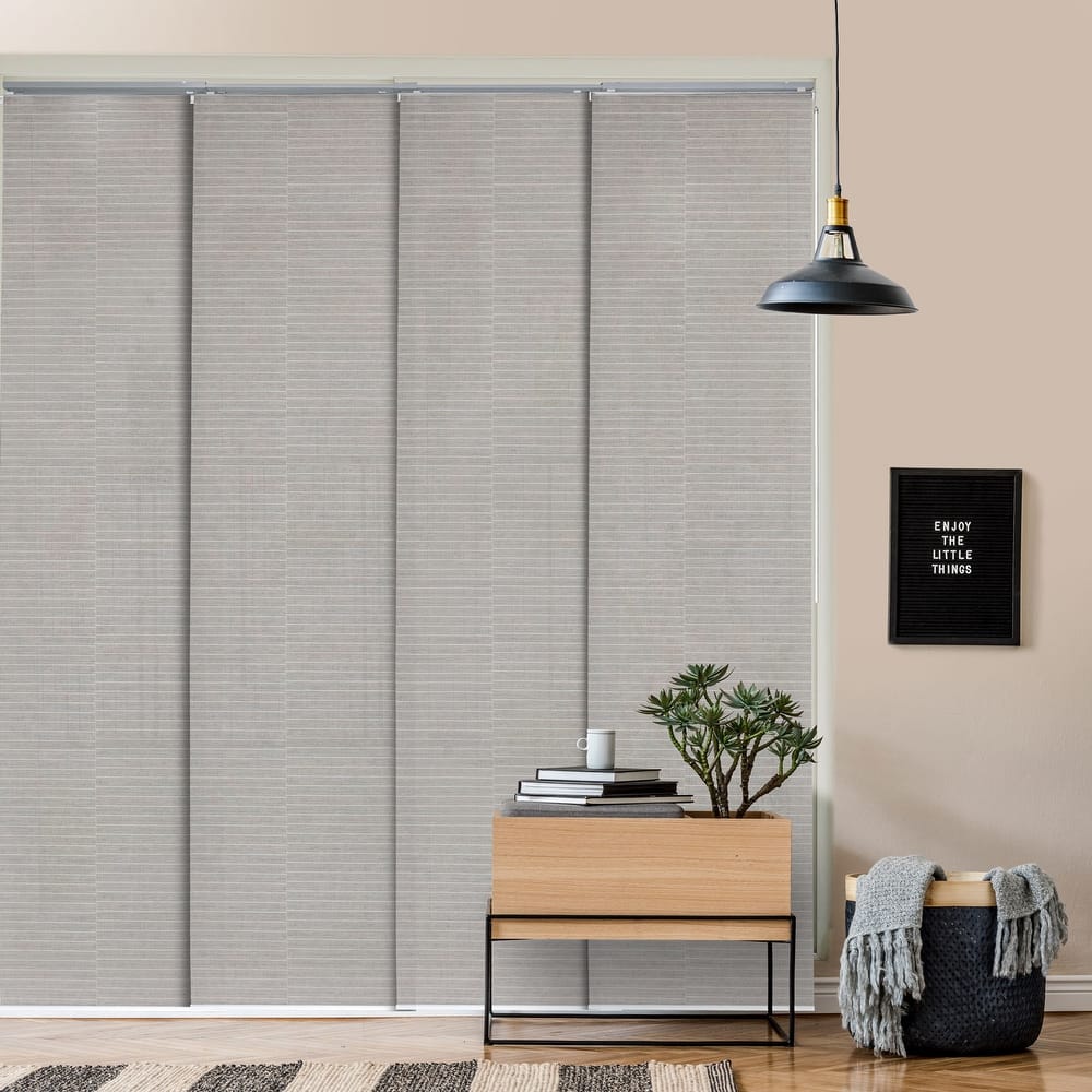 GoDear Design Natural Woven Adjustable Sliding Panel Track Blinds, Vertical Blinds, Timeless Series, 45.8"- 86" W x 96" L