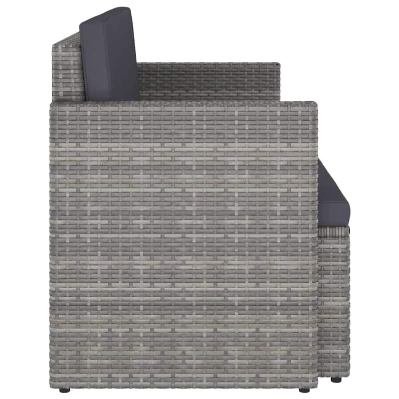 vidaXL 2 Seater Sofa Couch with Cushions Patio Wicker Love Seat PE Rattan