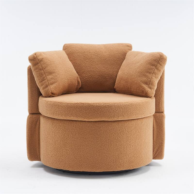 Teddy Fabric Swivel and Storage Chair w/ Back Cushion for Living Room