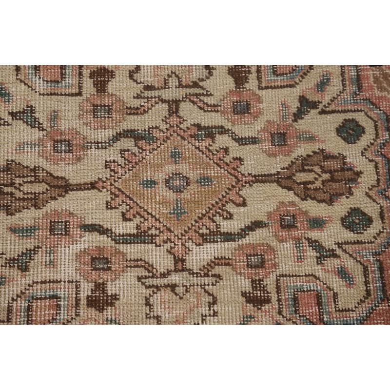 Distressed Gold Tabriz Persian Vintage Rug Handmade Wool Carpet - 8'3"x 10'8"