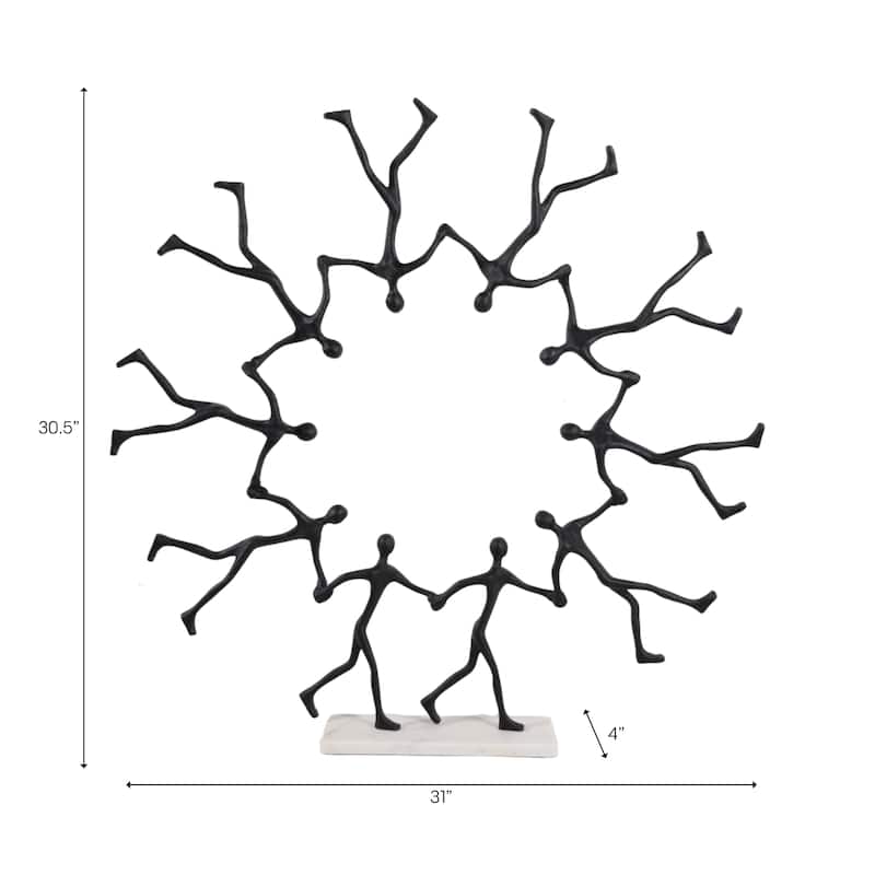 Metal Marble Sculpture with Stone Accents Decorative Art - 31" Black - 31" x 4" x 30.5"