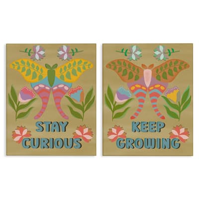 Stupell Stay Curious & Keep Growing Canvas Wall Art Design By Julia Fox (Set of 2)