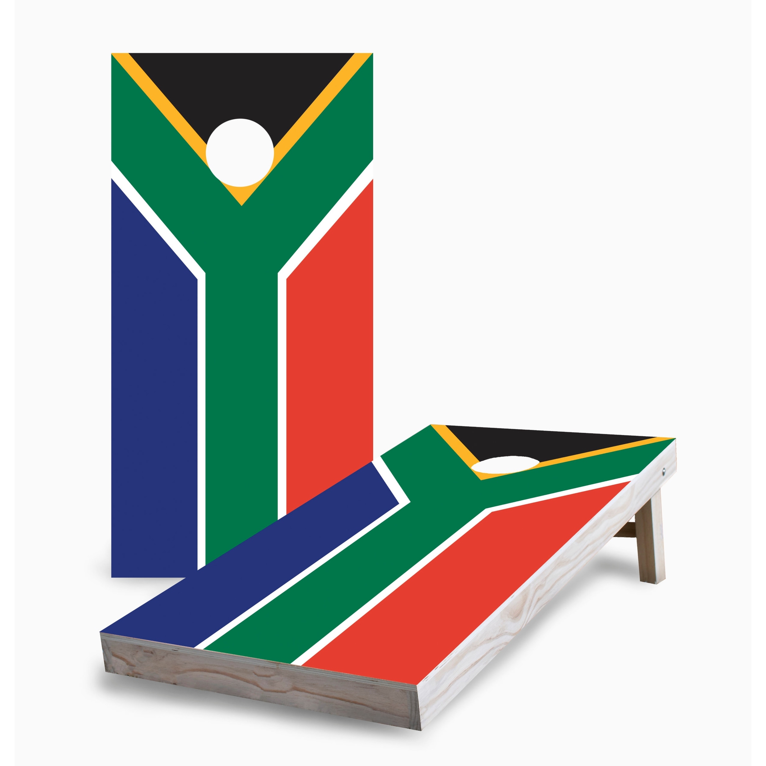 South African Flag Corn Hole Board Set with Hole Lights