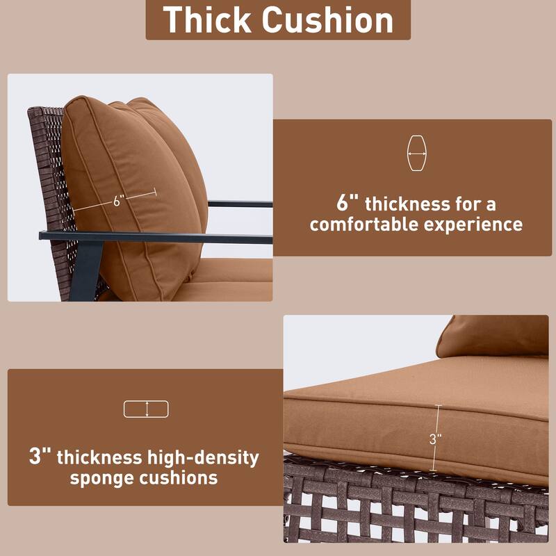 Ainfox Patio Double Outdoor Rocking Chair Bench Loveseat with Cushions