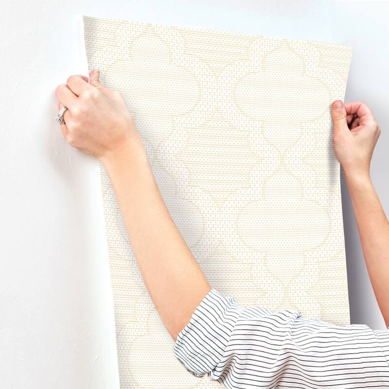 A-Street Prints Ernest Yellow Quilted Quatrefoil Wallpaper