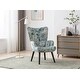 preview thumbnail 1 of 9, Modern Leisure Chair Accent Chair Tufted Wingback Vanity Chair with Solid Wood Legs Blue Flower