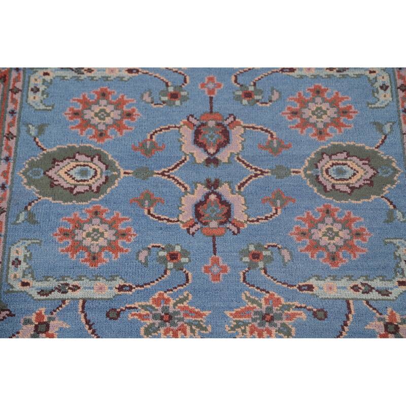 Blue Oushak Accent Rug Hand-Knotted Transitional Wool Carpet - 3'11"x 5'9"
