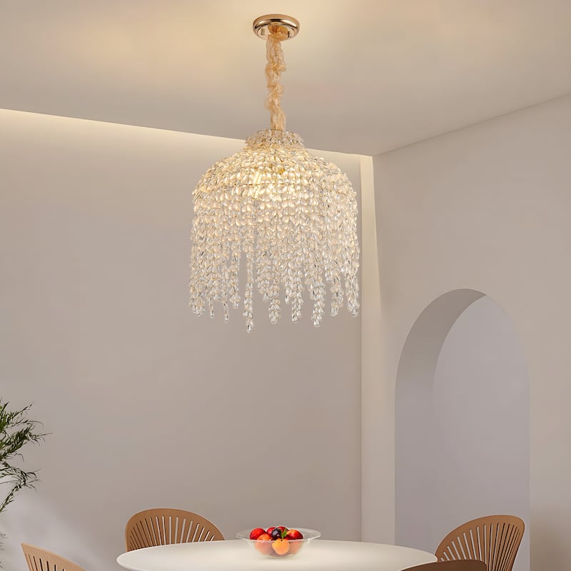 16" 5-Light Gold Crystal Pendant - Grape Beads - Living Dining Bedroom