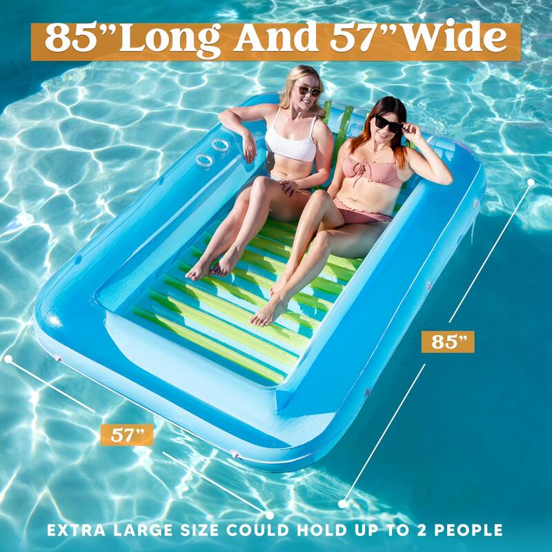 XL Inflatable Tanning Pool Lounge Float, 85" x 57" Extra Large Sun Tan Tub Adult Pool Floats Raft