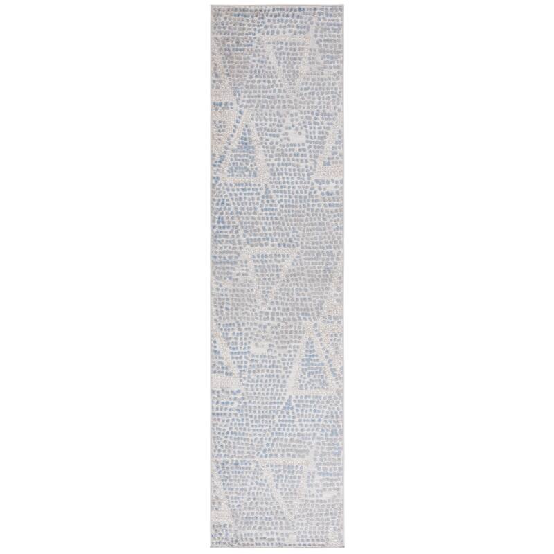 SAFAVIEH Palma Gerdhilde Modern Geometric Rug - 2'2" x 9' Runner - Beige/Blue