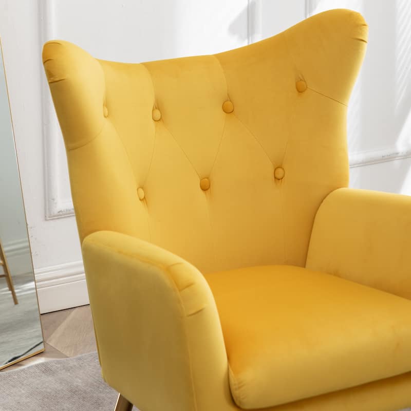 Roundhill Furniture Sovarol Velvet Button-Tufted Wing Back Accent Chair