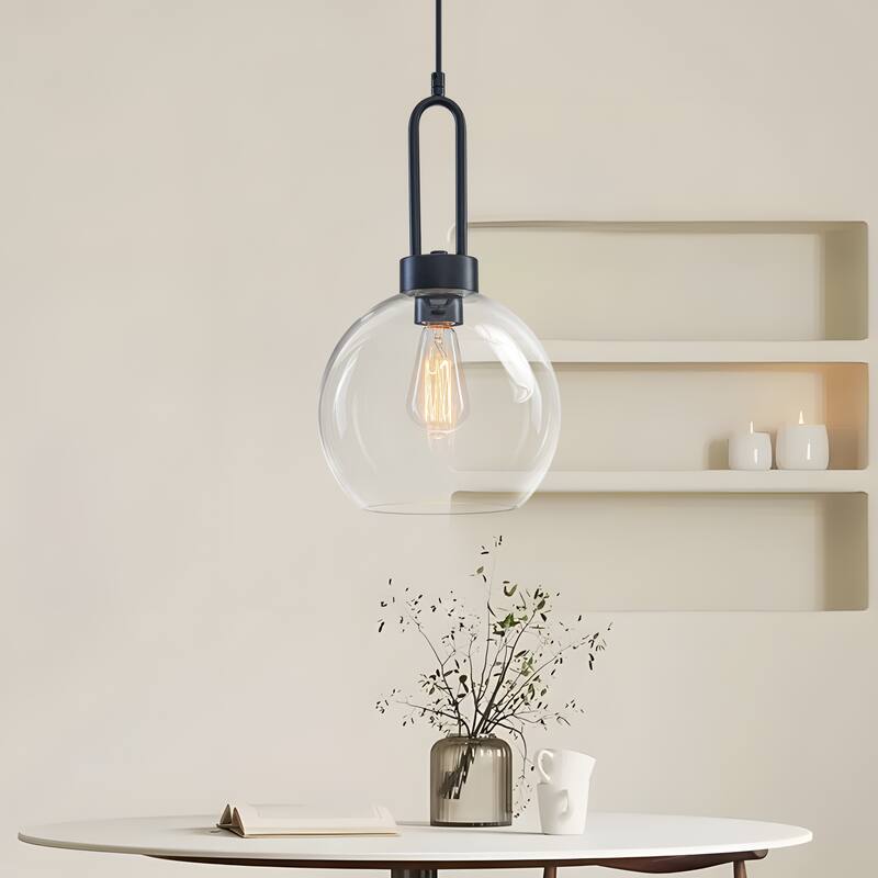 Starsky 1-Light Single Globe Clear Glass Pendant - Black