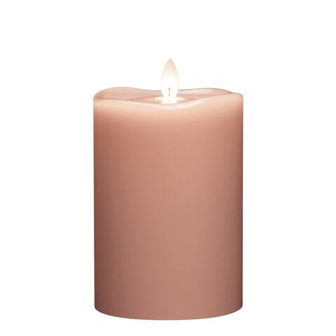 6" Pink Wave Top Smooth LED Pillar Candle