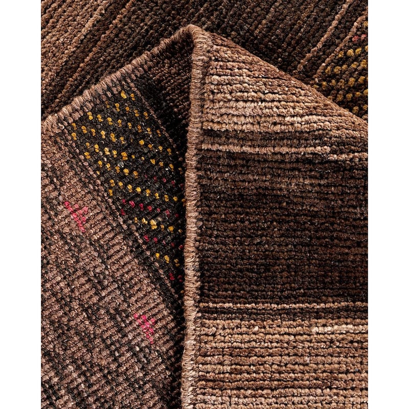 Overton Hand Knotted Wool Vintage Inspired Modern Contemporary Overdyed Brown Area Rug - 8' 3" x 10' 3"
