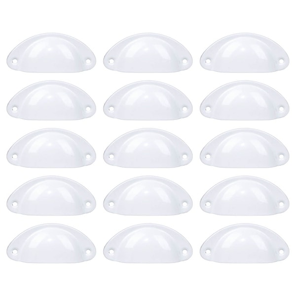 Bin Cup Pulls 2.6" Hole Center Drawer Handle Replacement Painting White 15pcs - Painting White