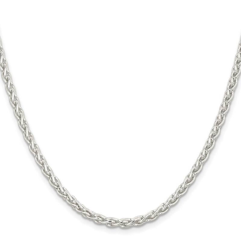Curata 925 Sterling Silver 3.7mm Round Spiga Chain Necklace for Men