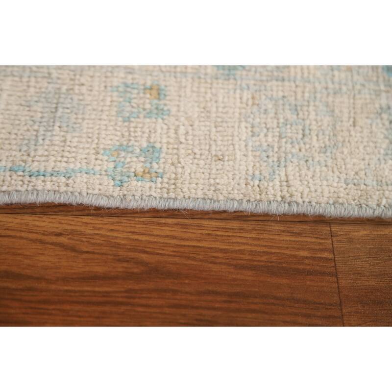 Hand Knotted Oriental 100% Wool Carpet Transitional Medallion Navy Blue & Blues Oushak Area Rug - 3' 0'' X 2' 0''