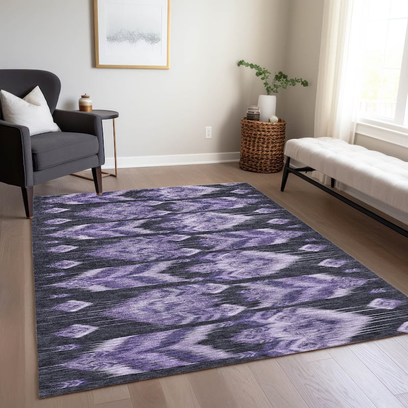 Machine Washable Indoor/ Outdoor Chantille Abstract Boho Rug