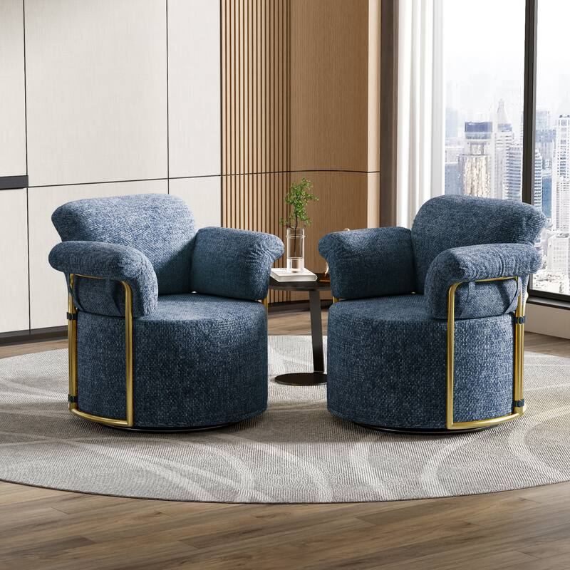 360 Degree Barrel Swivel Accent Sofa Chair for Living Room