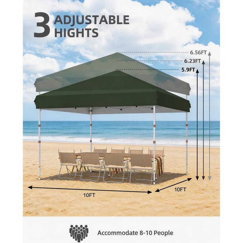 Folding Pop Up Canopy Tent, Height Adjustable