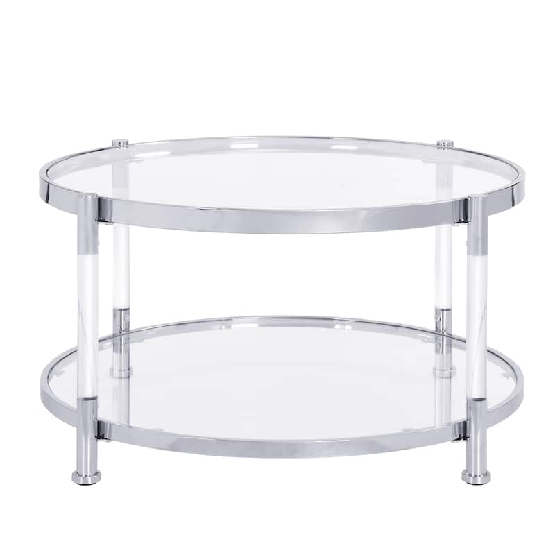 Contemporary End Table with Tempered Glass Top