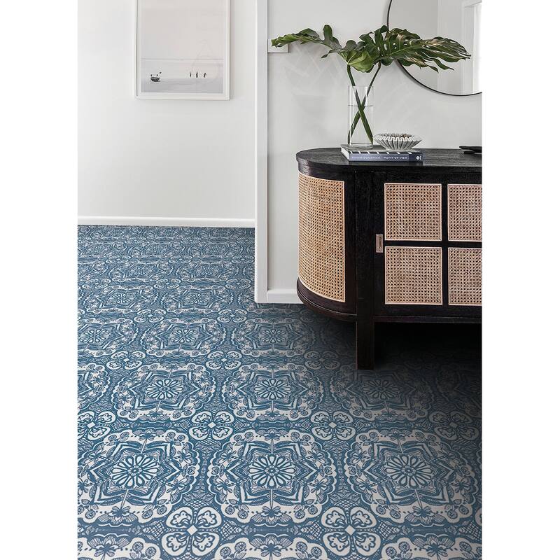 FloorPops Blue Erina Peel & Stick Floor Tiles On Sale Bed Bath
