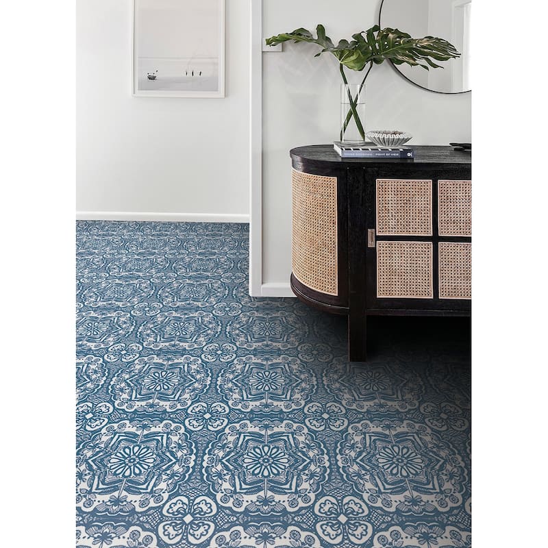 FloorPops Blue Erina Peel & Stick Floor Tiles