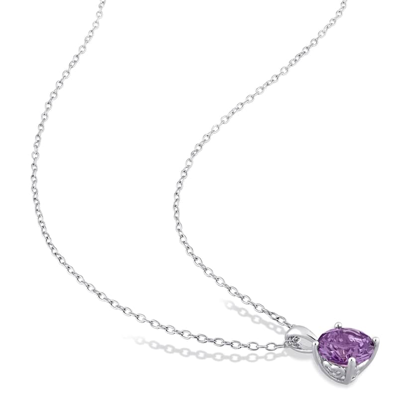 Miadora Gemstone Birthstone Earrings and Necklace Set Sterling Silver