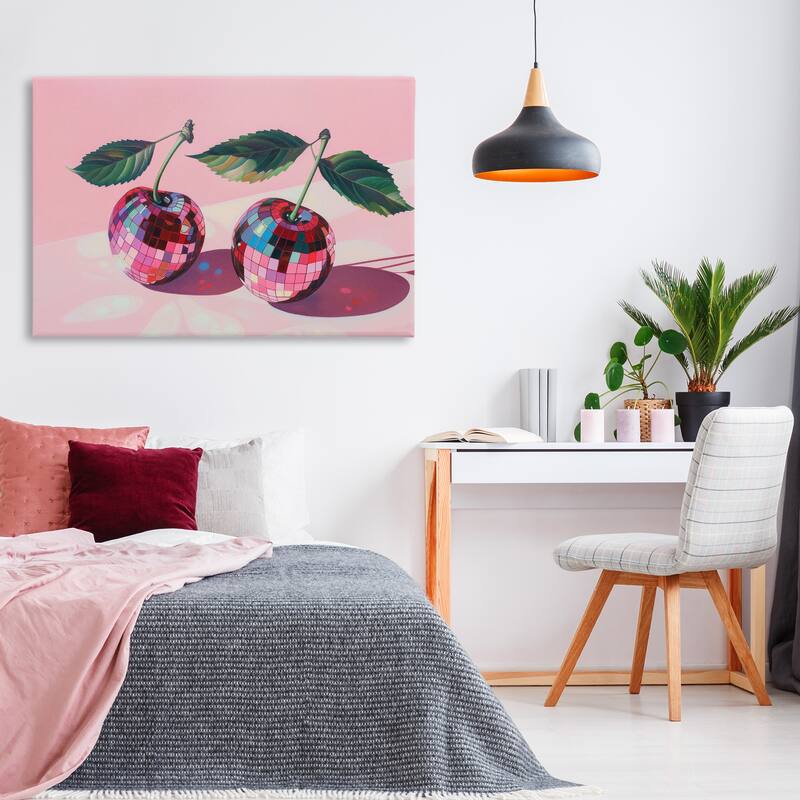 Stupell Disco Ball Cherry Pair Canvas Wall Art Design By LSR Creative Studio