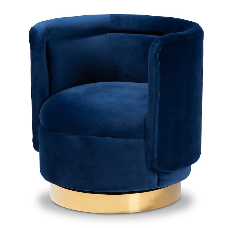 Saffi Glam and Luxe Upholstered Swivel Accent Chair - Royal Blue