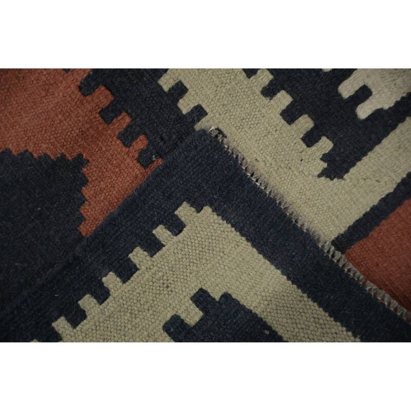 Hand Woven Oriental 100% Wool Carpet Southwestern Tribal Beige & Ivories Kilim Area Rug - 11' 3'' X 8' 8''