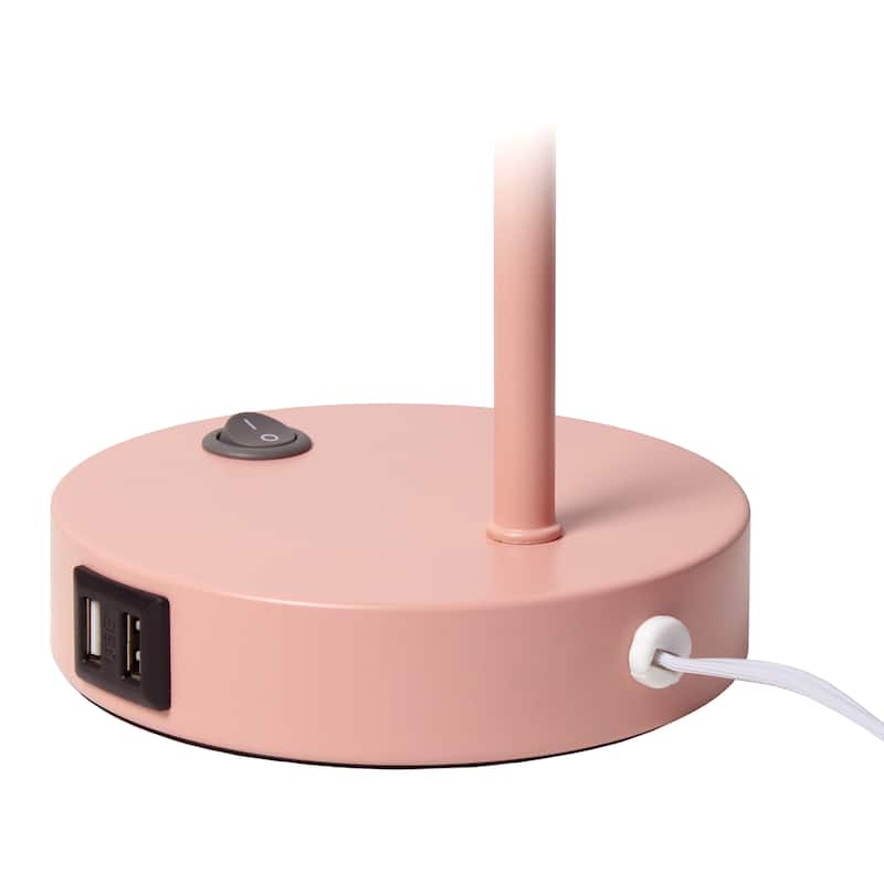 Modern Adjustable Metal Desk Lamp with USB Charging Port in Multiple Colors - 7.8" (L) x 5.6" (W) x 16" (H)