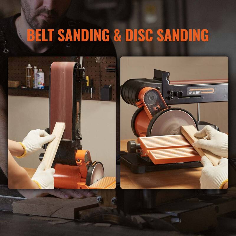 Belt Sander Induction Motor Cast Aluminum Worktable for Woodworking, Metalworking