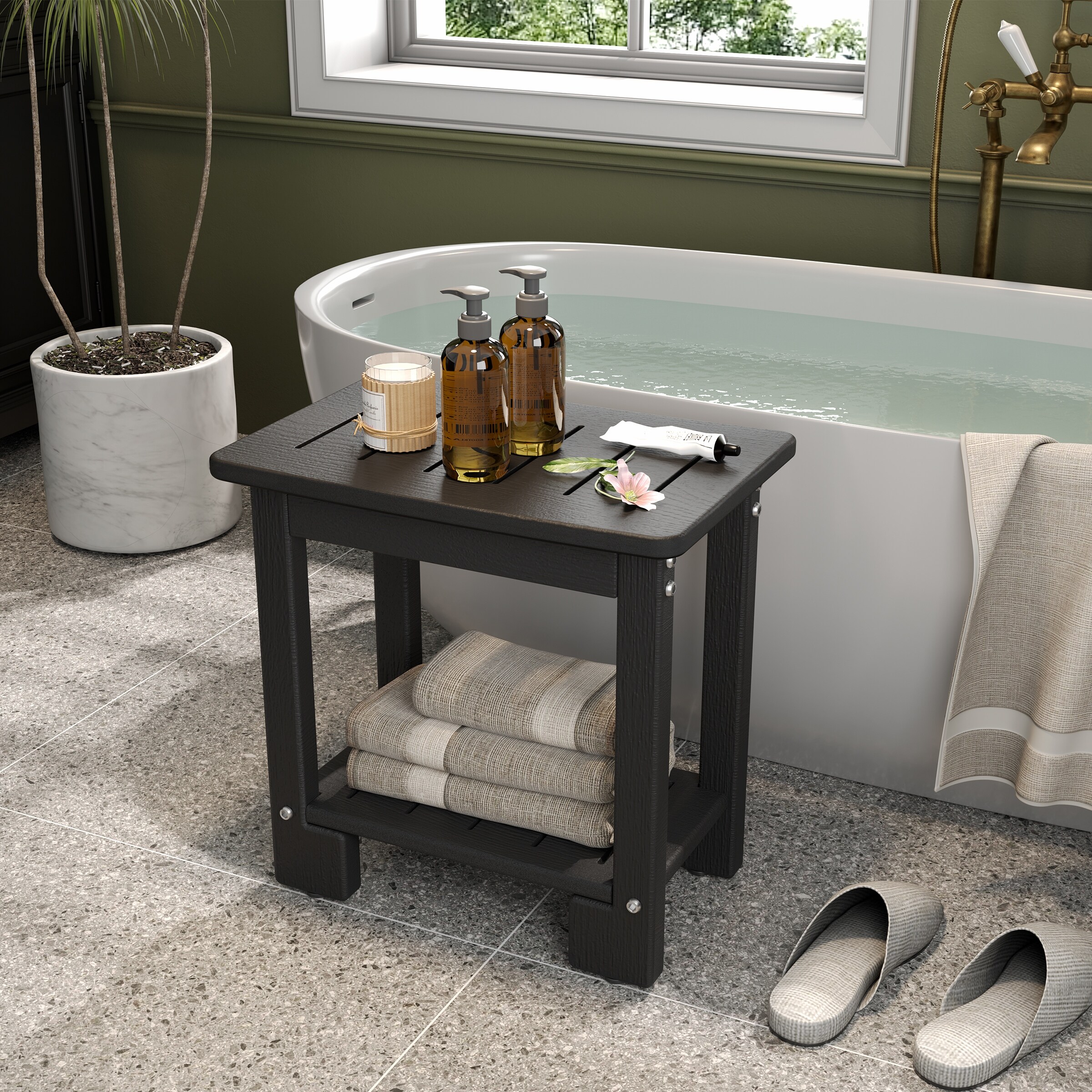 Pellebant Shower Bench Chair Shower Foot Stool Bath Spa Bath Seat