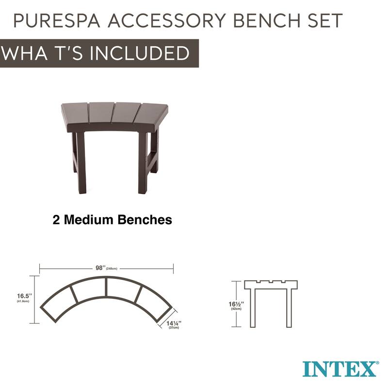 Intex 28514E 2 Medium PureSpa Accessories Benches, Compatible w/ 4 Person Spas - 14.81
